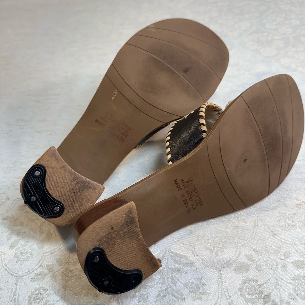 Apostrophe Leather Upper “Jaclyn” Brown & Tan Women's Thong Sandals Size 7 - Picture 5 of 5